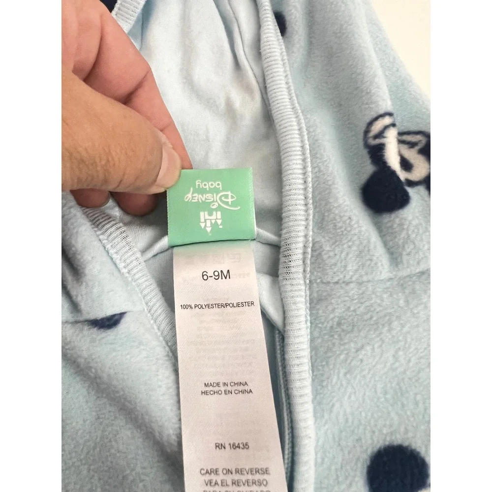 Disney Baby Mickey Mouse Fleece Hoodie‎ Light Blue Full Zip Ears Jacket 6-9M